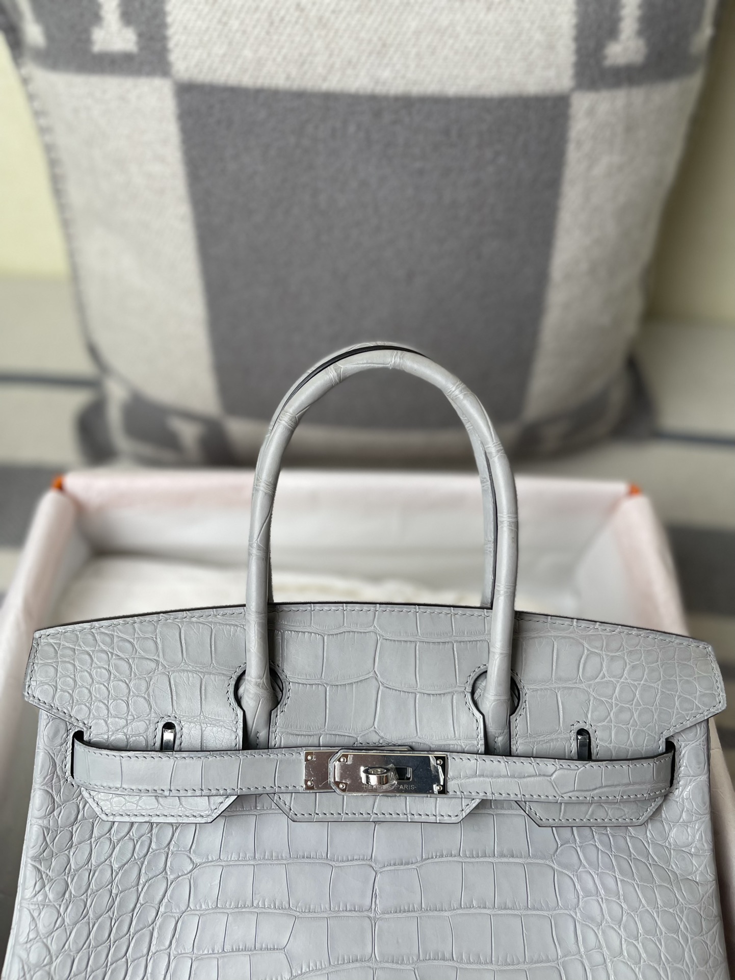 Hermes Birkin 30CM Handmade Bag In Light Grey Crocodile Niloticus Matte Skin